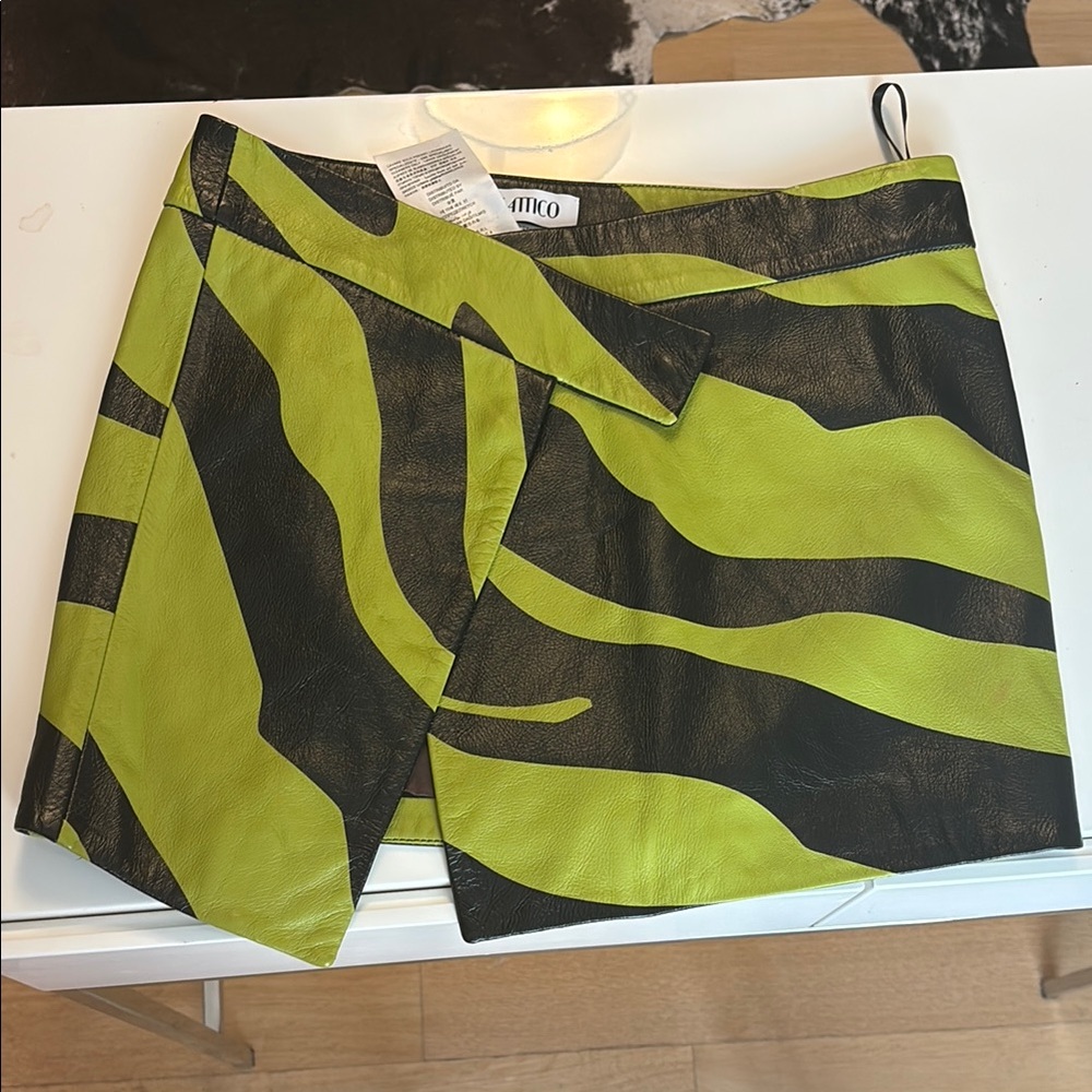 The Attico Lime Green and Black Mini Skirt